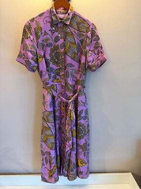 J. Crew Silk Tiger Lavender Paisley Midi Shirt Dress